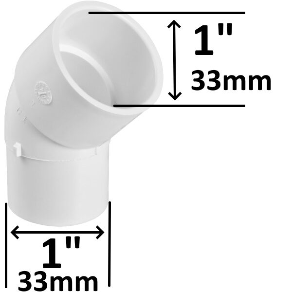 PVC Vinkel 45° 1" M/F
